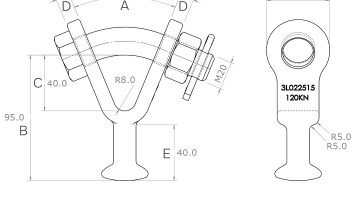 Ball Y Clevis dimensions