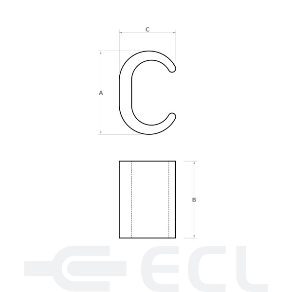 Copper C Connectors dimensions