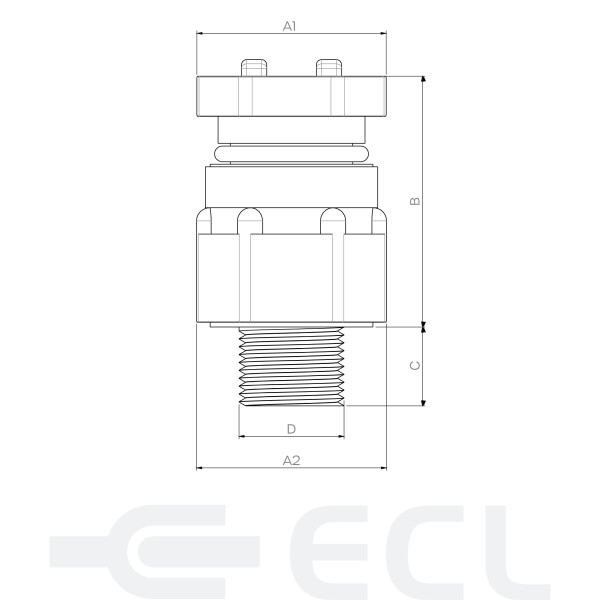 Taper Tech Flameproof Ex d Enviro Compression Gland for Unarmoured Cable dimensions