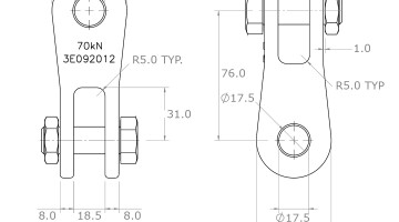 Twisted Clevis Clevis dimensions